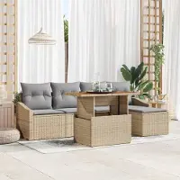 Prolenta Maison Exclusive - Juego de sofá de jardín, 6 piezas. Beige y gris