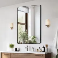 StarTech.com Espejo rectangular para baño VEVRO – Espejo de maquillaje, 1220x916x25 mm – Espejo de pared de alta calidad para baños con estilo – Diseño moderno