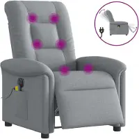 Syfax Sillón reclinable de masaje eléctrico tela gris claro