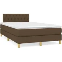 Syfax Cama box spring con colchón tela marrón oscuro 120x200 cm