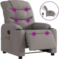 Syfax Sillón reclinable de masaje eléctrico tela gris taupe