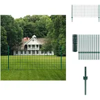 vidaXL Valla metálica de acero, 20 x 0,8 m, color verde - Paneles de valla