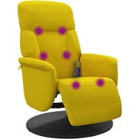Syfax Sillón reclinable masaje con reposapiés terciopelo amarillo
