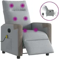 Syfax Sillón reclinable de masaje eléctrico tela gris claro