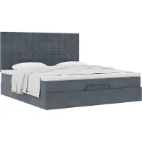 Syfax Estructura cama otomana colchones terciopelo gris oscuro