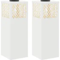 vidaXL Lámpara solar LED para jardín, 2 unidades, luz blanca cálida, 18 x 18 x 50 cm