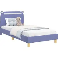 Syfax Cama para niños con cabecero Azul jeans 90 x 190 cm Tela