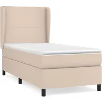 Syfax Cama box spring con colchón cuero sintético capuchino 90x190 cm