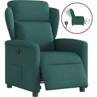Syfax Sillón reclinable eléctrico tela verde oscuro