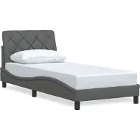 Syfax Estructura de cama sin colchón tela gris oscuro 90x190 cm