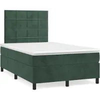 Syfax Cama box spring con colchón terciopelo verde oscuro 120x200 cm