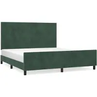 Syfax Estructura cama sin colchón terciopelo verde oscuro 160x200 cm