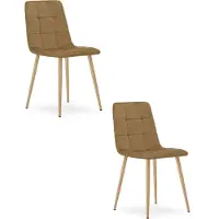 Leobert Sillón - - Kara - Terciopelo marrón/Patas de madera - 44,5 x 50,5 x 87 cm - Juego de 2
