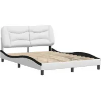 Syfax Estructura de cama sin colchón Hvar cuero sintético blanco negro 120x200cm