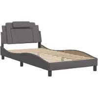 Syfax Estructura de cama Viana sin colchón cuero sintético gris 100x200 cm