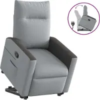 Syfax Sillón reclinable elevable de tela gris claro