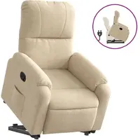 Syfax Sillón reclinable elevable tela de microfibra color crema