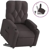 Syfax Sillón reclinable elevable tela marrón oscuro