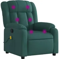 Syfax Sillón reclinable de masaje con tela verde oscuro