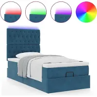 Syfax Estructura de cama otomana con colchones terciopelo azul oscuro