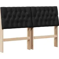 Syfax Cabecero tapizado Negro 160 cm Madera de pino macizo