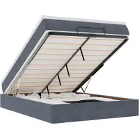 Syfax Estructura cama otomana colchón terciopelo gris oscuro
