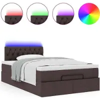 Syfax Cama otomana con colchón, color gris oscuro, 120x200 cm, tapizada en tela