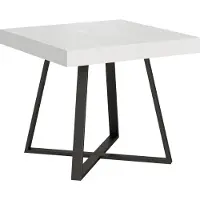 Ityhome - Mesa auxiliar abatible "Abbraccio", 90/194 x 90 cm. Estructura en madera de haya blanca, patas en color antracita