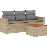 Syfax Patio Sofa Set 3 plaza Mezcla de beige y gris claro