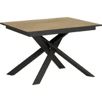 Ityhome - Mesa de comedor extensible 120/180x80 cm, modelo Ganty, con tapa en roble natural con borde en gris antracita, estructura y patas en gris antracita