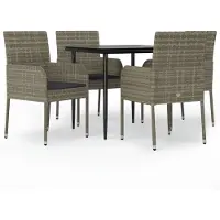 Syfax Set comedor jardín 5 pzas y cojines ratán sintético negro gris