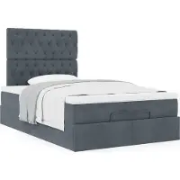 Syfax Estructura cama otomana colchones terciopelo gris oscuro