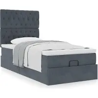 Syfax Estructura cama otomana colchones terciopelo gris oscuro