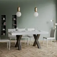 Itamoby - Mesa extensible "Traffic" de 160/420 x 90 cm, madera de fresno blanca, patas grises antracita