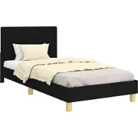 Syfax Cama para niños con cabecero Negro 90 x 190 cm tela