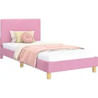 Syfax Cama para niños con cabecero con cabecera Rosa 80 x 200 cm tela