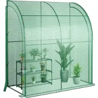 Costway Invernadero , 200 x 100 x 215 cm. Invernadero con estante para flores, estantería de 3 niveles y 2 puertas enrollables. Diseño para entrar caminando