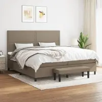 Prolenta Maison Exclusive: Cama con somier y colchón, color taupe, 200x200 cm, tapizada en tela