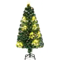 Costway , árbol de Navidad artificial de 120 cm con iluminación, 18 luces LED de color blanco cálido, 130 puntas de ramas y una punta en forma de estrella. Árbol de Navidad artificial