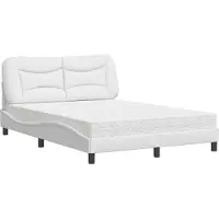 Syfax Cama con colchón Hvar cuero sintético blanco 120x200 cm