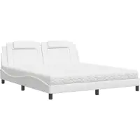 Syfax Cama Viana con colchón cuero sintético blanco 180x200 cm