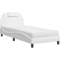 Syfax Cama Viana con colchón cuero sintético blanco 90x200 cm