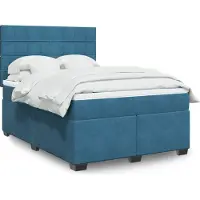 Prolenta Maison Exclusive: Base de cama con somier y colchón, color azul, 140 x 190 cm, tapizada en terciopelo