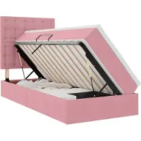 Syfax Cama de almacenamiento LED con colchón Rosa 90 x 200 cm