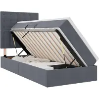 Syfax Cama de almacenamiento LED con colchón Gris oscuro 100 x 200 cm