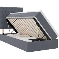 Syfax Cama de almacenamiento LED con colchón Gris oscuro 90 x 200 cm