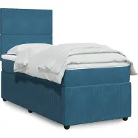 Prolenta Maison Exclusive: Base de cama con somier y colchón, color azul, 100 x 200 cm, tapizada en terciopelo