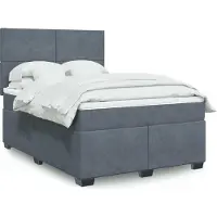 Prolenta Maison Exclusive: Base de cama con somier y colchón, color gris oscuro, 160x200 cm, tapizada en terciopelo