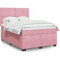 Prolenta Maison Exclusive - Base de cama con somier y colchón, color rosa, 160x200 cm, tapizada en terciopelo