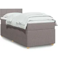 Prolenta Maison Exclusive: Base de cama con somier y colchón color taupe, 80x200 cm, de tejido